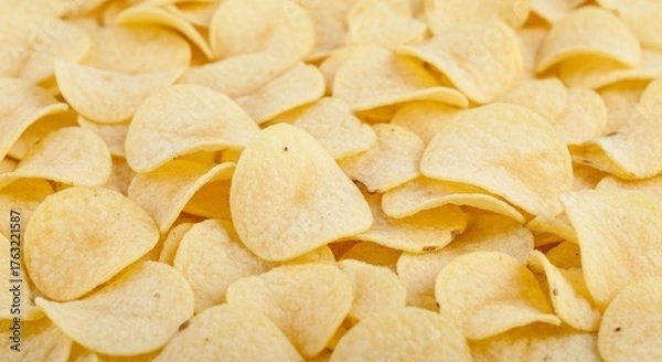Fototapeta Heap of crisp golden potato chips