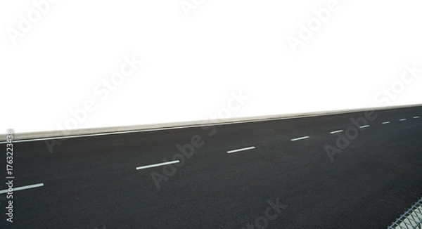 Fototapeta Asphalt road with markings isolated on white background