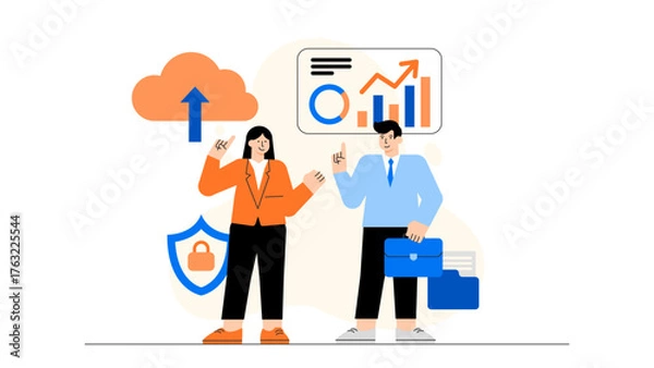 Fototapeta Flat Design Cloud Computing for Business Flat Vector Illustration