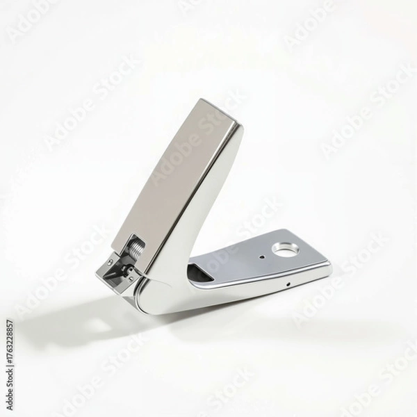 Obraz hole puncher lever Chrome paper holder on white background  