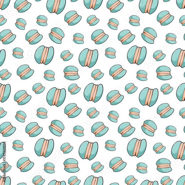 Fototapeta Pattern with turquoise macarons of various sizes