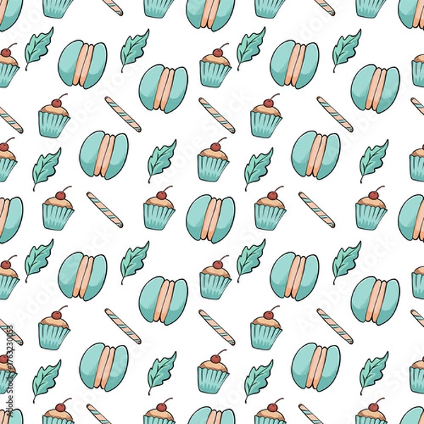 Fototapeta Pattern with turquoise macaroons