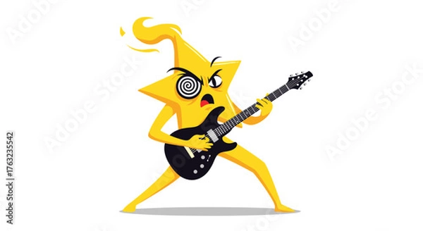 Obraz Star playing guitar with focused expression and energy.