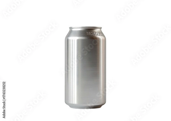 Fototapeta Silver can on black background, simple beverage container