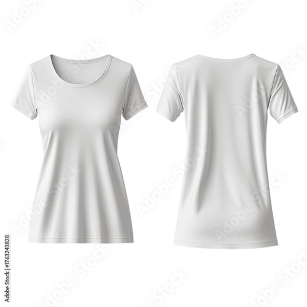 Fototapeta White t-shirt, front and back view, blank apparel mockup