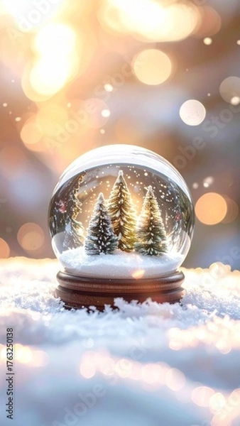 Fototapeta Snow Globe with Pine Tree Inside