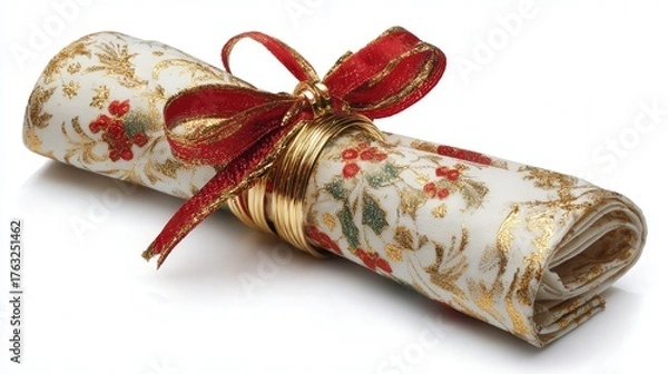 Fototapeta Festive napkin isolated on white background