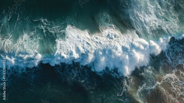 Fototapeta Ocean waves crashing turbulent sea foam