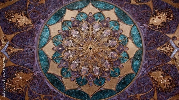 Fototapeta Ornate ceiling design with intricate patterns