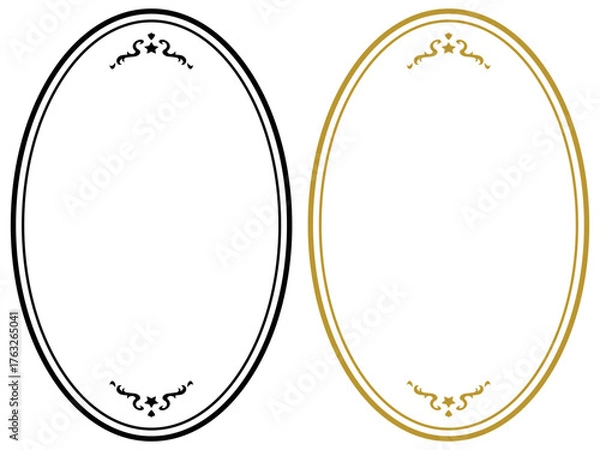 Obraz アンティークデザインのフレームセット/縦長/黒/ゴールド/イラスト/素材