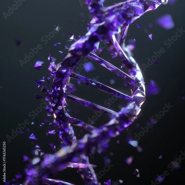 Fototapeta Purple DNA helix structure closeup