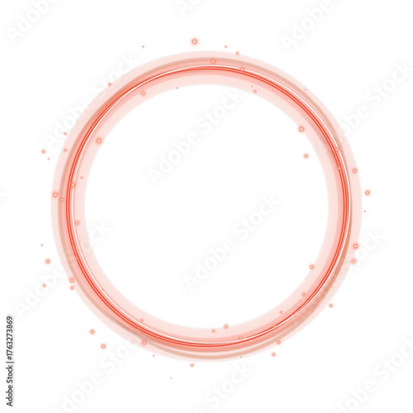 Fototapeta Abstract red neon light circle with radiant glow and smooth illumination. Futuristic vector halo effect for modern backgrounds and sci-fi visuals.