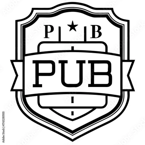 Obraz Digital pub emblem on white background