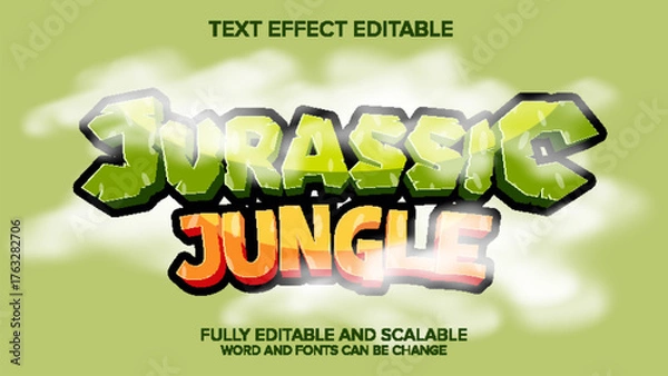Fototapeta jurassic jungle text effect vector editable