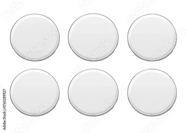 Fototapeta Six simple white circles on a white background
