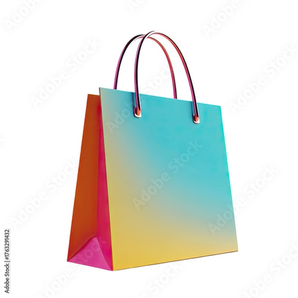 Fototapeta Shiny gradient shopping bag with handles on black