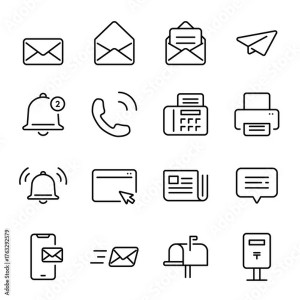 Obraz シンプルアイコンセット｜メール・通知・お知らせ・連絡