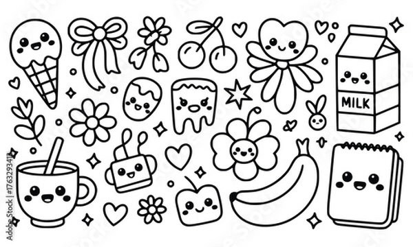 Fototapeta Funny cartoon animal icon set vector illustration for design