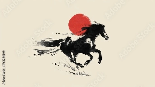 Obraz 水墨画の馬