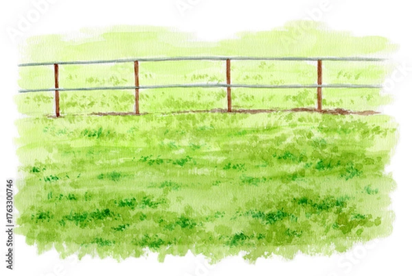 Obraz アナログ水彩牧場背景