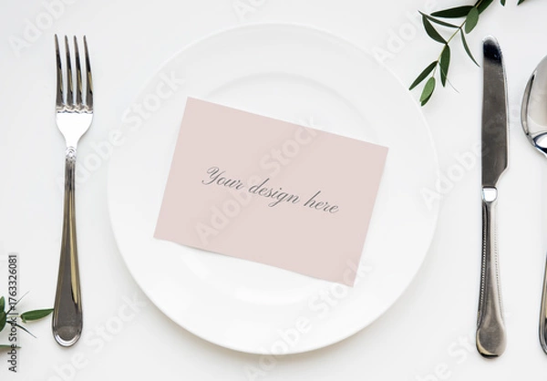Obraz Elegant Table Setting Invitation Template Mockup PSD