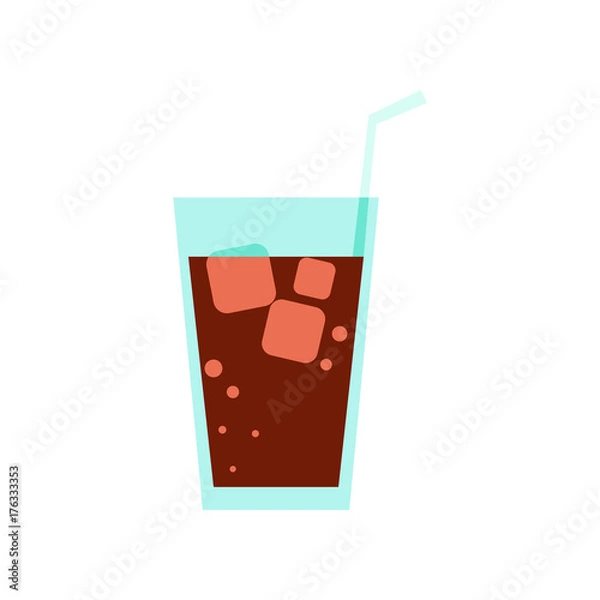Fototapeta Glass of Cola Drink Simple Flat Illustration