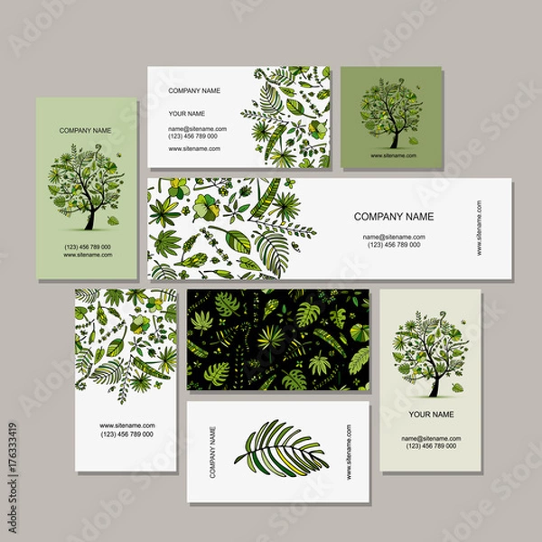 Fototapeta Business card collection, tropical tree design
