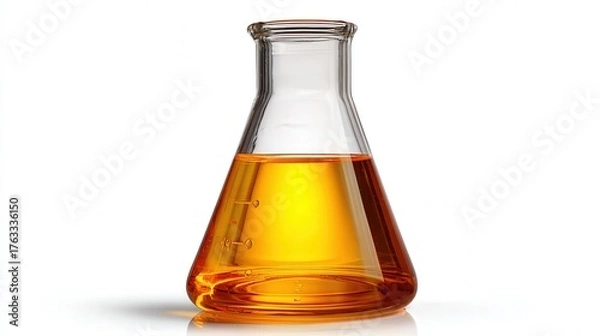 Obraz Glass test beaker isolated on white background