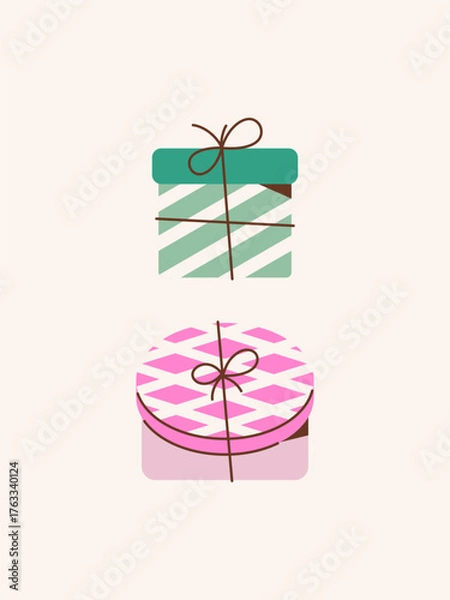 Obraz Gift boxes. Vector stylized color illustration.