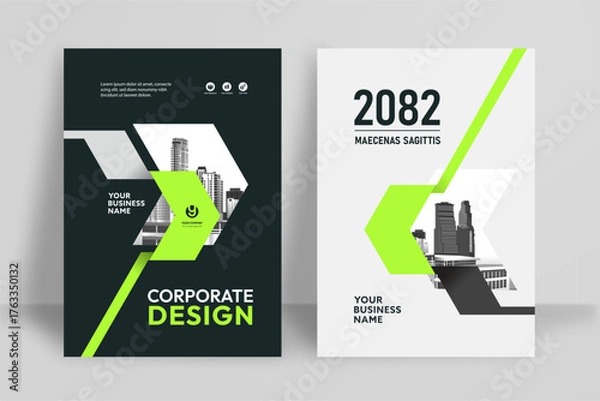Obraz Business Report Cover Template – Green Geometric Layout (A4)
