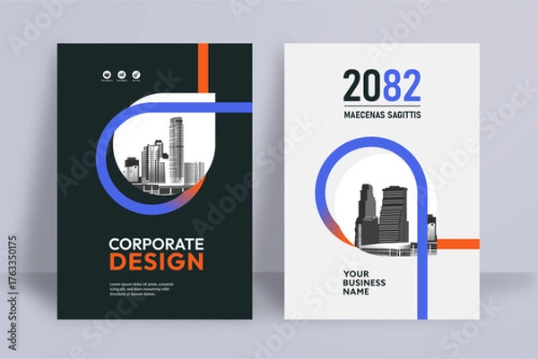 Obraz Business Report Cover Template – Blue Geometric Layout (A4)