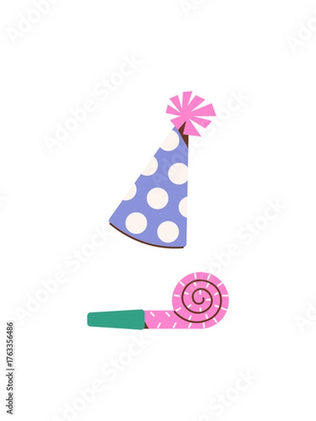 Obraz Birthday party elements. Vector stylized color illustration.