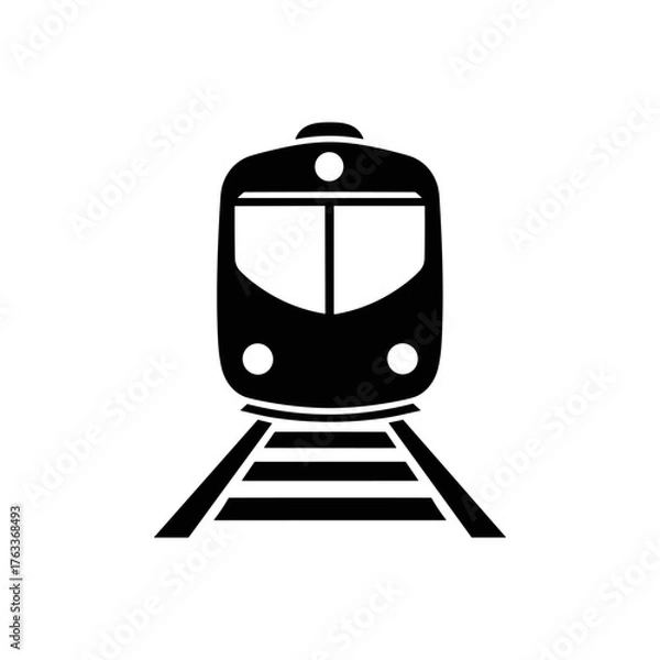 Fototapeta Railway, Rail station icon logo flat vector design