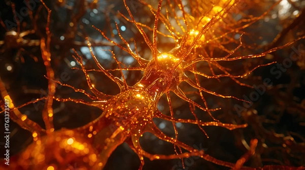 Obraz Red neuronal de ámbar y cobre orgánico