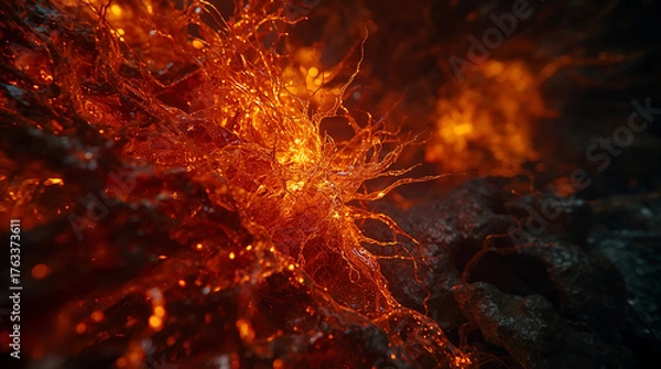 Obraz Red neuronal de ámbar y cobre orgánico