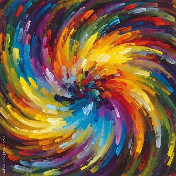 Obraz A Storm of Emotions: Bold Abstract Brushstrokes and Vibrant Hues in a Pulsating Oscillatorio Dance of Energetic Transformation, Unleashed Spirit