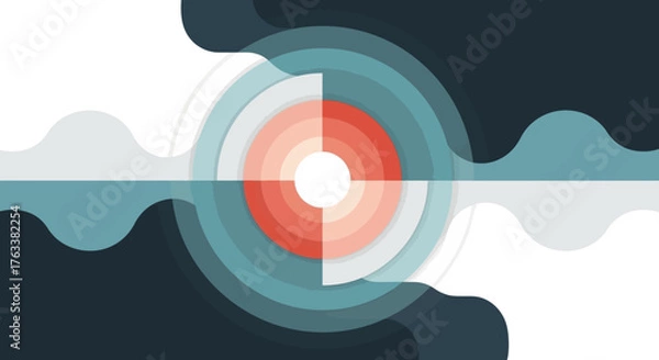Fototapeta Abstract Concentric Circles and Wavy Shapes in Modern Design.