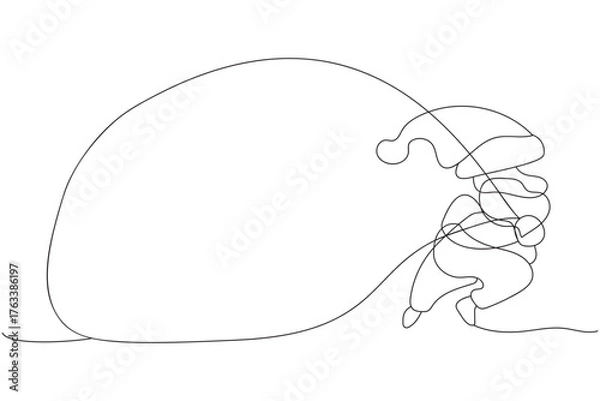 Fototapeta Santa Claus with a huge bag one line continuous drawing.  Christmas concept, Vector illustration.