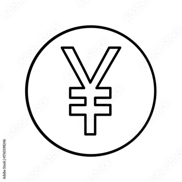 Fototapeta Yen sign line icon. Chinese Yuan symbol. Flat design style.