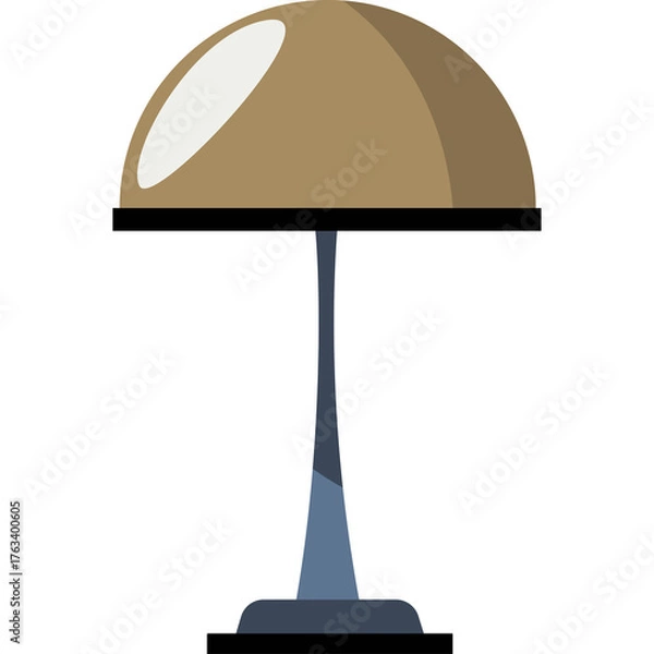 Obraz A simple brown and blue modern desk lamp with a white light reflection on a transparent background in a minimalist vector illustration style