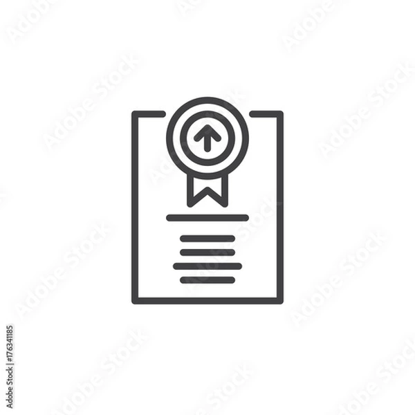 Fototapeta Diploma line icon, outline vector sign, linear style pictogram isolated on white. Symbol, logo illustration. Editable stroke