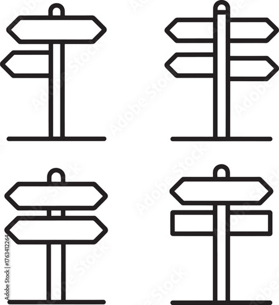 Obraz Set of Signboard Outline vector illustration isolated On Transparent Background
