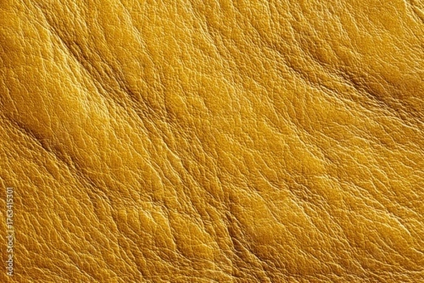 Obraz Luxurious Gold Leather Texture Detailed Close-Up: Premium Material for High-End Design, Craftsmanship and Upholstery - Capturing Richness and Suppleness