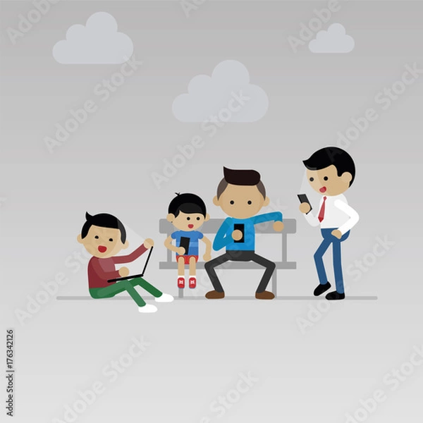 Obraz Group of people using electronics devices