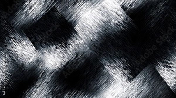 Fototapeta Intersecting dark gray and white brushed metallic rectangles create a modern geometric pattern.