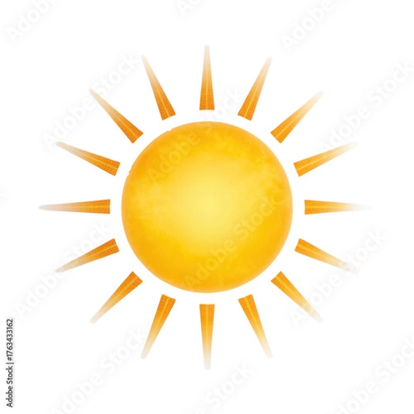 Fototapeta Bright sun with rays radiating outward creates cheerful atmosphere against transparent background