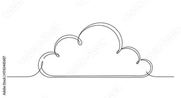 Fototapeta Cloud Illustration: Minimalist Line Art Design.