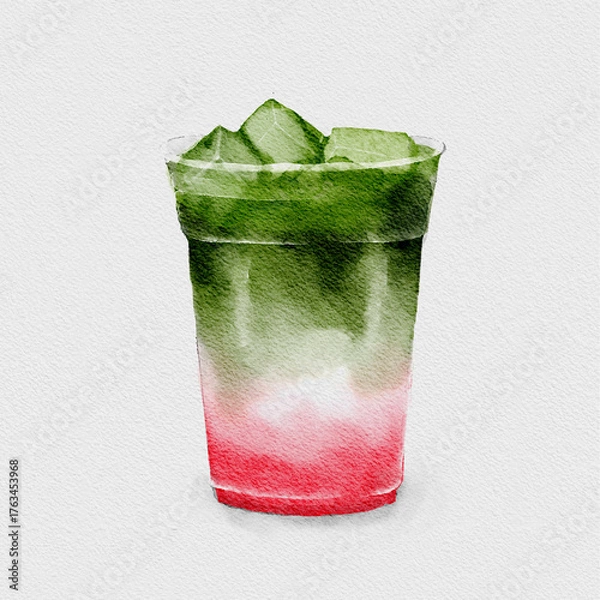 Obraz Matcha with strawberry syrup