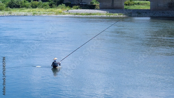 Obraz 鮎の友釣り風景
