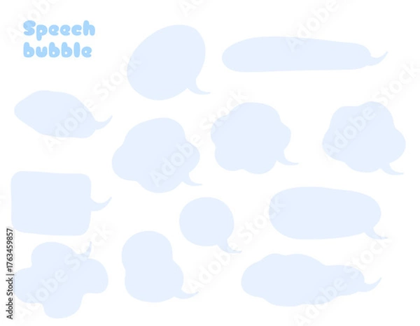 Fototapeta モコモコのパステルカラーの吹き出しセット　青
